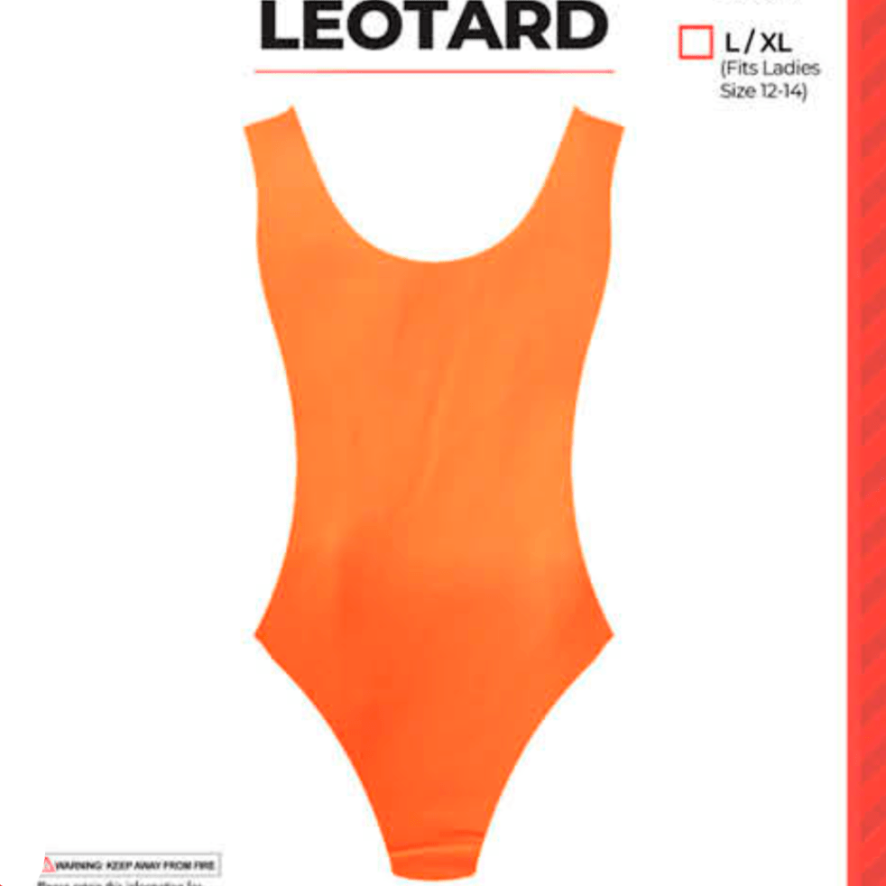 80s Retro Neon Leotard - Neon Orange