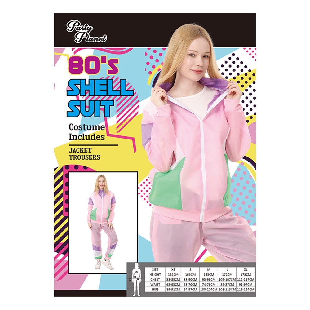 Adult 1980s Style Shell Suit Tracksuit Pink
