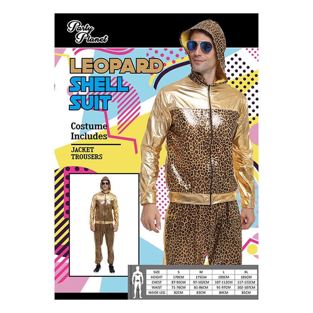 Adult 80's Man Leopard Shell Suit Tracksuit Costume