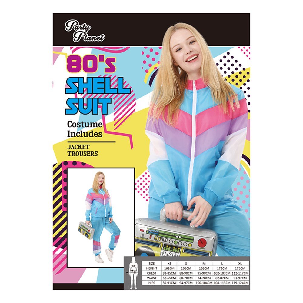 Adult 80's Style Shell Suit Tracksuit Blue