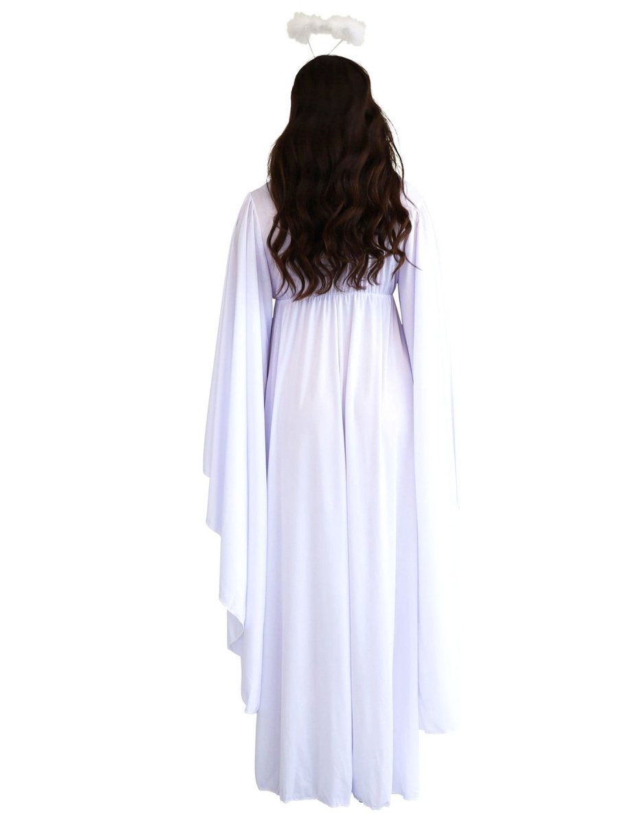 Adult Angel Costume with Halo – Women’s White Dress Outfit