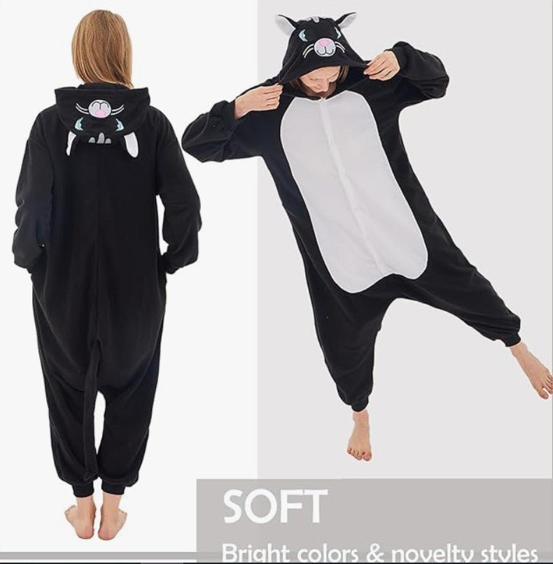 Adult Black Cat Animal Onesie
