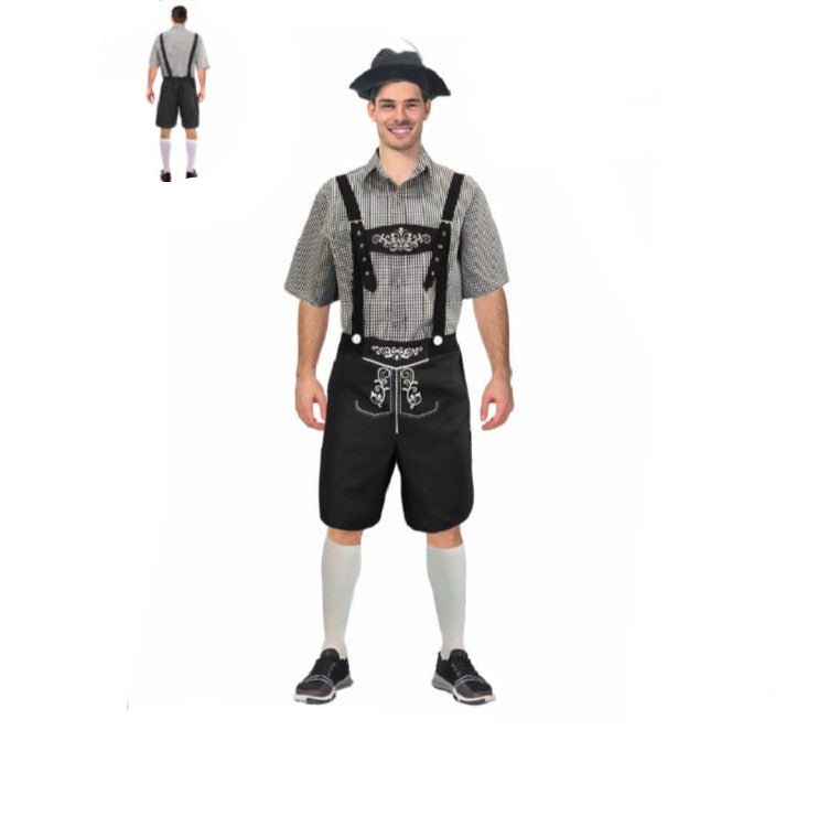 Adult Black Checkered Beer Man Costume – Bavarian Oktoberfest Outfit