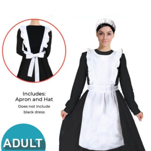 Adult Colonial Victorian Style Apron and Hat set