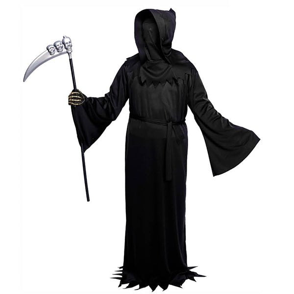 Adult Grim Reaper Costume – Grave Ghoul Halloween Robe with Hood & Gloves