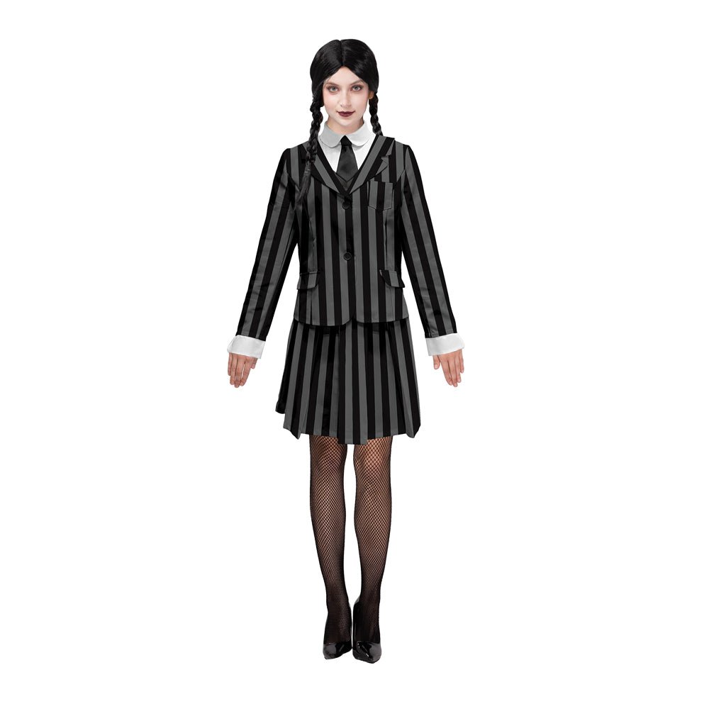 Adult Halloween Wednesday Addams Family Lady's School Uniform Costume