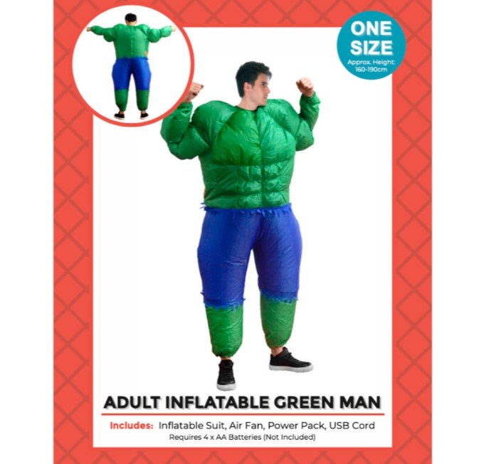 Adult Inflatable Green Muscle Man Costume – Green Hulk Look