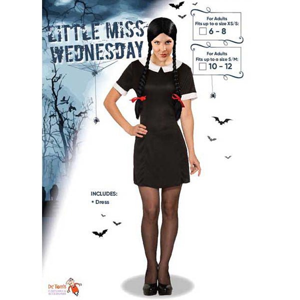 Adult Little Miss Wednesday Adam Family Costume – Gothic Halloween Dress