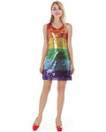 Adult Mardi Gras Rainbow Sequin Tank Dress