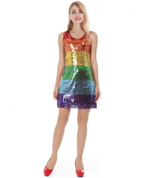 Adult Mardi Gras Rainbow Sequin Tank Dress