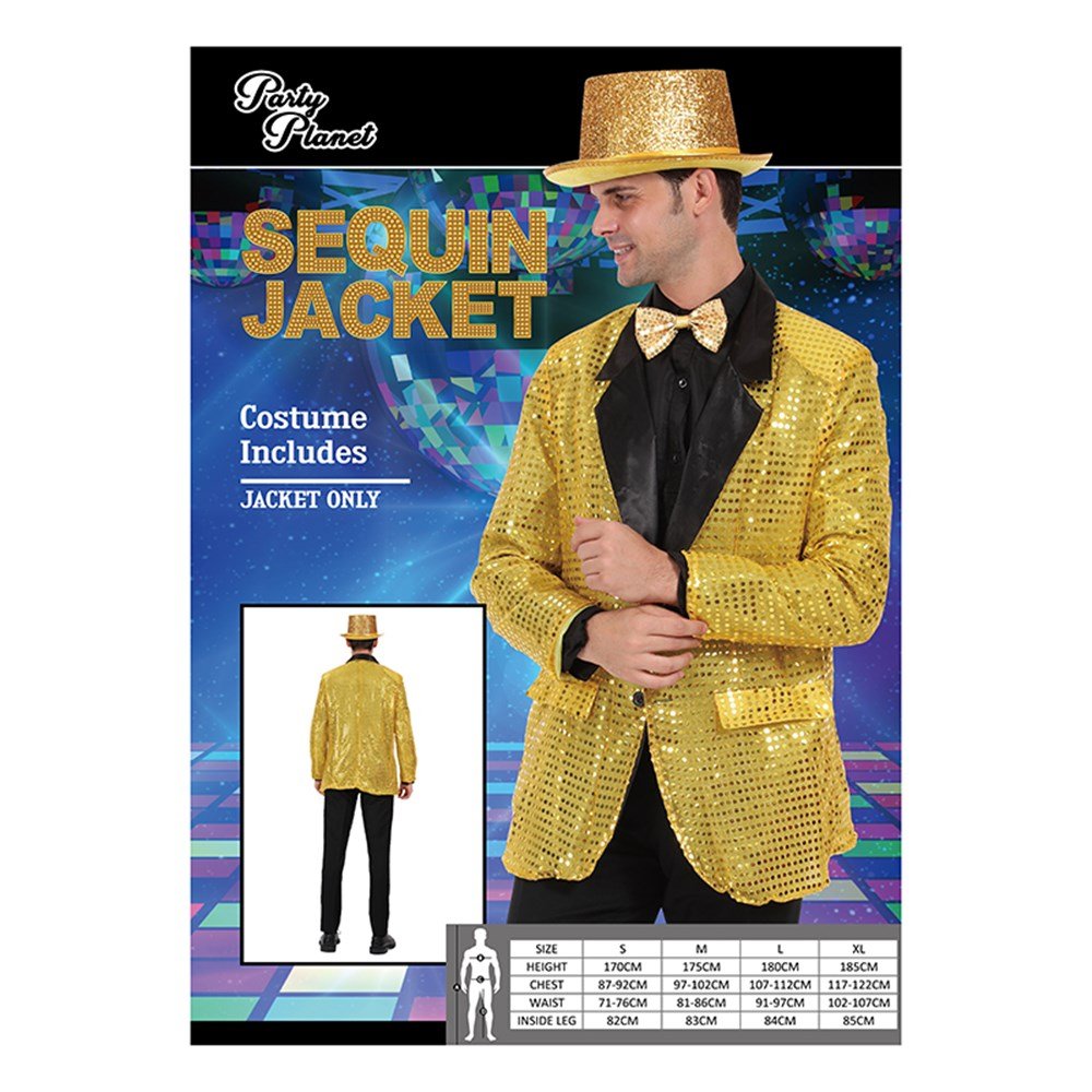 Adult Men's Gold Sequin Jacket Disco Costume