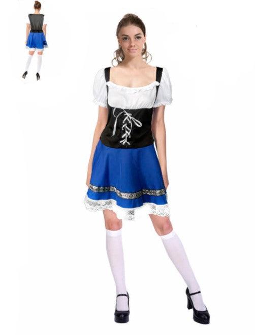 Adult Oktoberfest Bavarian Beer Girl Costume – Blue Dirndl Dress