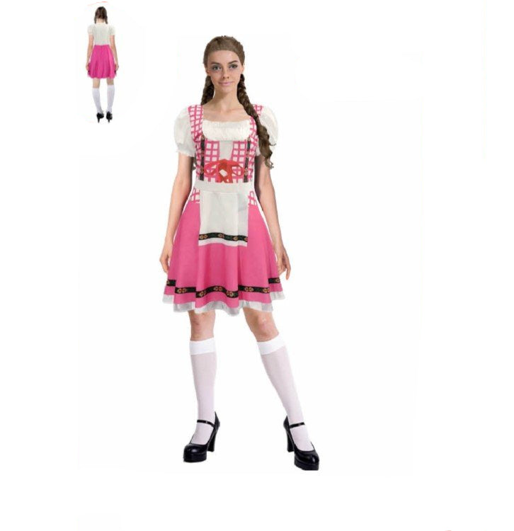 Adult Pink Checkered Beer Girl Dress – Oktoberfest Costume