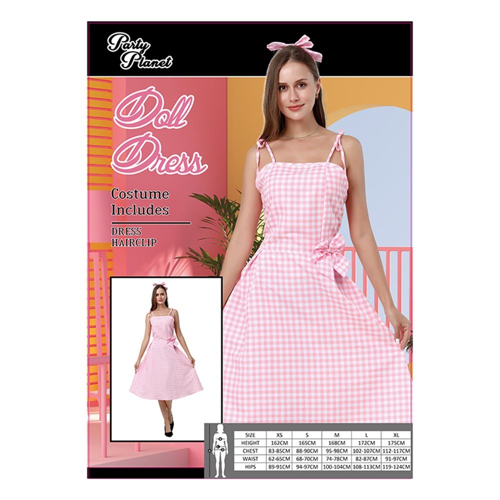 Adult Pink Gingham Vintage Barbie Doll Dress