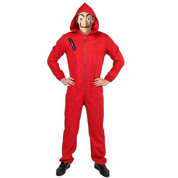 Adult Red Robber Money Heist Costume with Mask and Jumpsuit