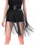 Adult Sequin Belt with Fringe - Black