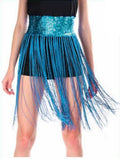 Adult Sequin Belt with Fringe - Blue