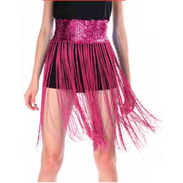 Adult Sequin Belt with Fringe - Pink