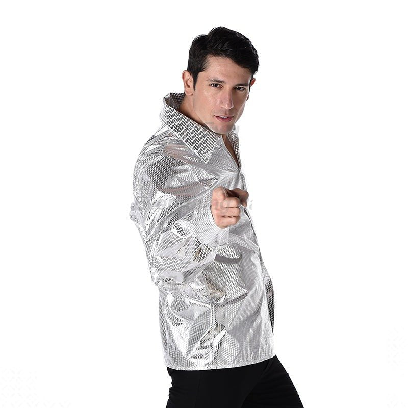 Adult Sequin Disco Shirt - Silver