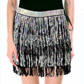 Adult Sequin Fringe Skirt - Black & Silver