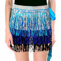 Adult Sequin Fringe Skirt - Blue & Silver