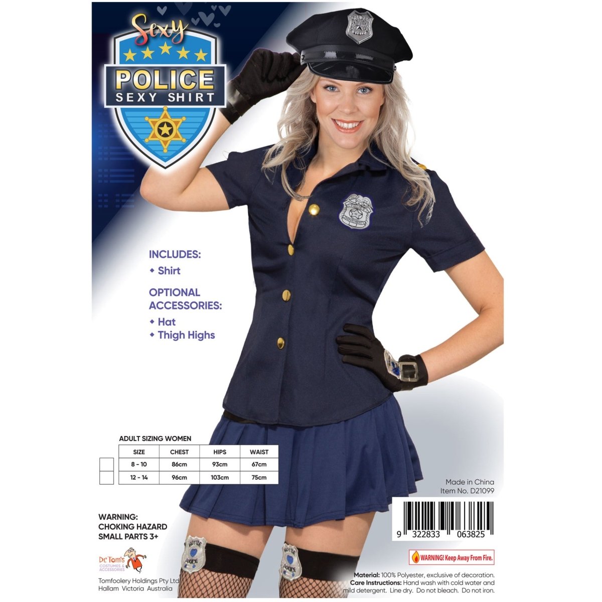 Adult Sexy Police Shirt Costume – Women’s Cop Fancy Dress Outfit