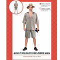 Adult Wildlife Explorer Safari Costume – Safari Hat, Top & Shorts