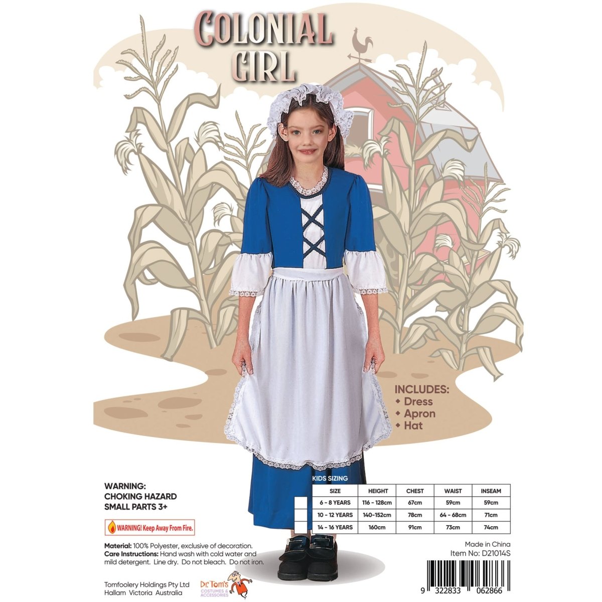 Children Colonial Victorian Girl Costume