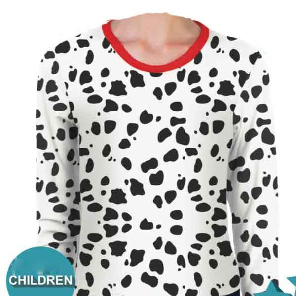 Children Dalmatian Costume Shirt Long Sleeves