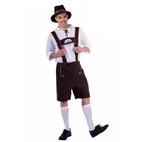 Adult Oktoberfest Lederhosen Bavarian Beer Man Costume – Brown Traditional Outfit