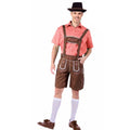 Adult Oktoberfest Bavarian Beer Man Costume – Red Checkered Lederhosen Outfit